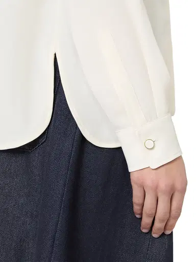 Max Mara Women's Heavy Silk Shirt - Ivory - Size 12 | Thumbnail 5 Max Mara Women's Heavy Silk Shirt - Ivory - Size 12 | Thumbnail 5
