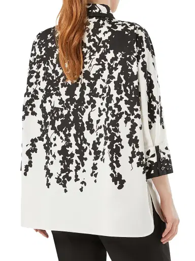 Marina Rinaldi Women's Poplin Print Shirt - White Black | Thumbnail 3 Marina Rinaldi Women's Poplin Print Shirt - White Black | Thumbnail 3