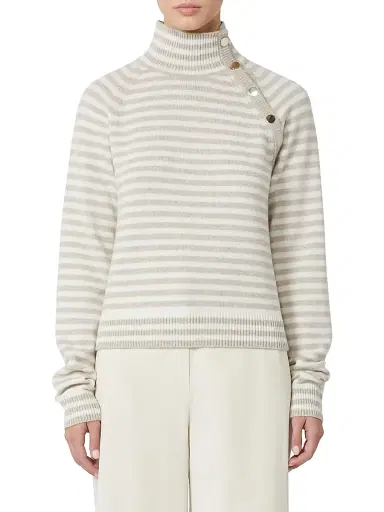 Max Mara Women's Stockinette Stitched Cashmere Polo Neck Sweater - Ivory - Size XL | Thumbnail 3 Max Mara Women's Stockinette Stitched Cashmere Polo Neck Sweater - Ivory - Size XL | Thumbnail 3