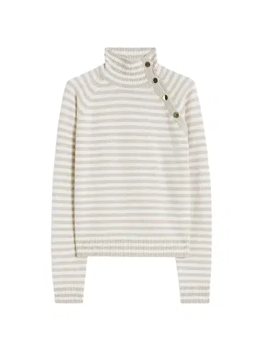 Max Mara Women's Stockinette Stitched Cashmere Polo Neck Sweater - Ivory - Size XL | Thumbnail 1 Max Mara Women's Stockinette Stitched Cashmere Polo Neck Sweater - Ivory - Size XL | Thumbnail 1