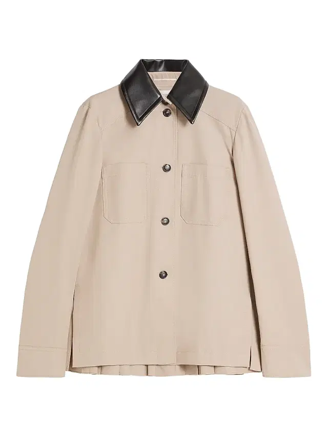 Women's Cotton Overshirt with A Plisse Pleated Back - Beige