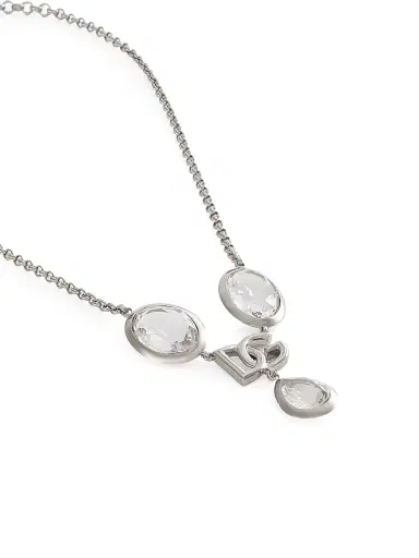 Dolce & Gabbana Women's Silvertone & Crystal Logo Chain Necklace - Silver | Thumbnail 3 Dolce & Gabbana Women's Silvertone & Crystal Logo Chain Necklace - Silver | Thumbnail 3