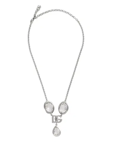 Dolce & Gabbana Women's Silvertone & Crystal Logo Chain Necklace - Silver | Thumbnail 1 Dolce & Gabbana Women's Silvertone & Crystal Logo Chain Necklace - Silver | Thumbnail 1