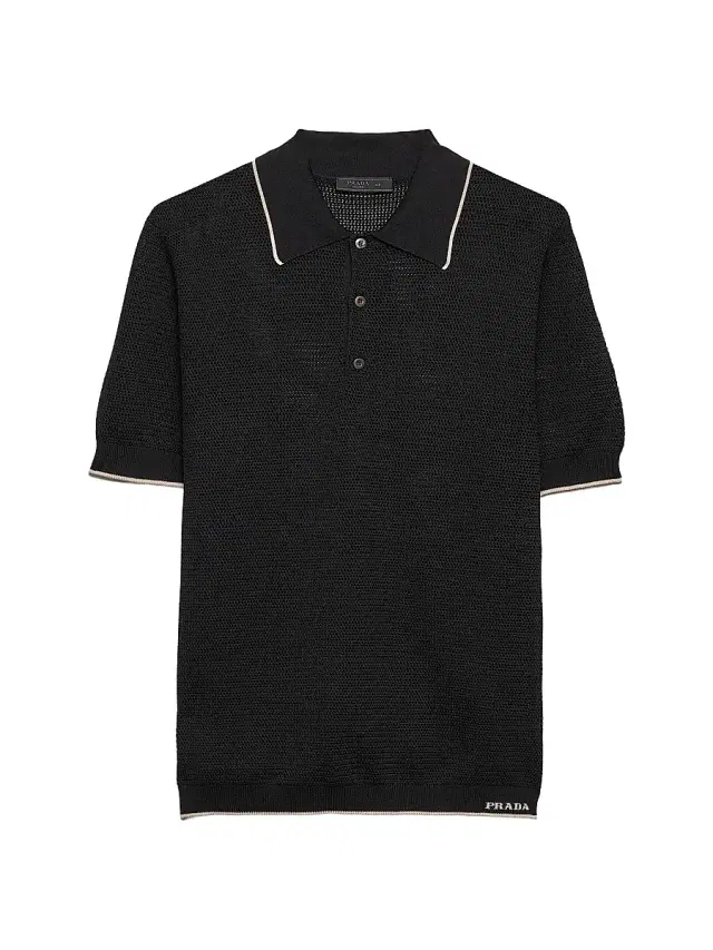 Men's Silk and Cotton Polo Shirt - Black
