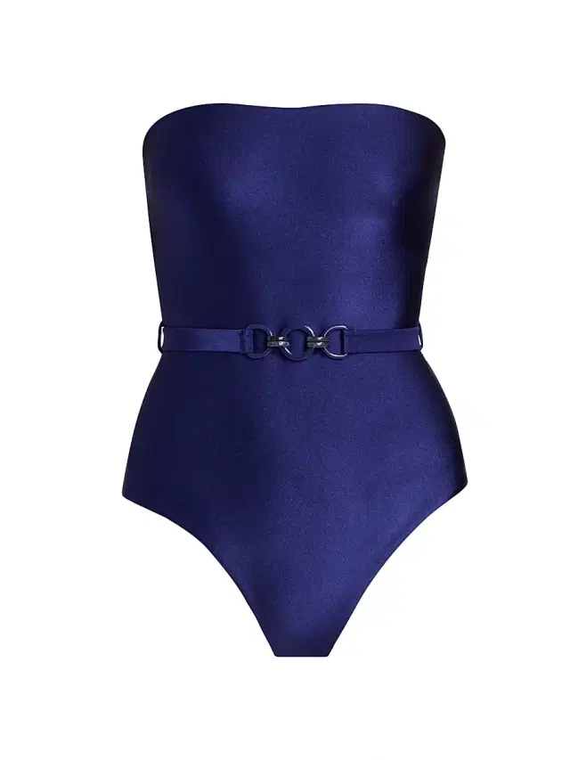 Zimmermann Women's Patience Belted Bandeau One-Piece Swimsuit - Royal Blue