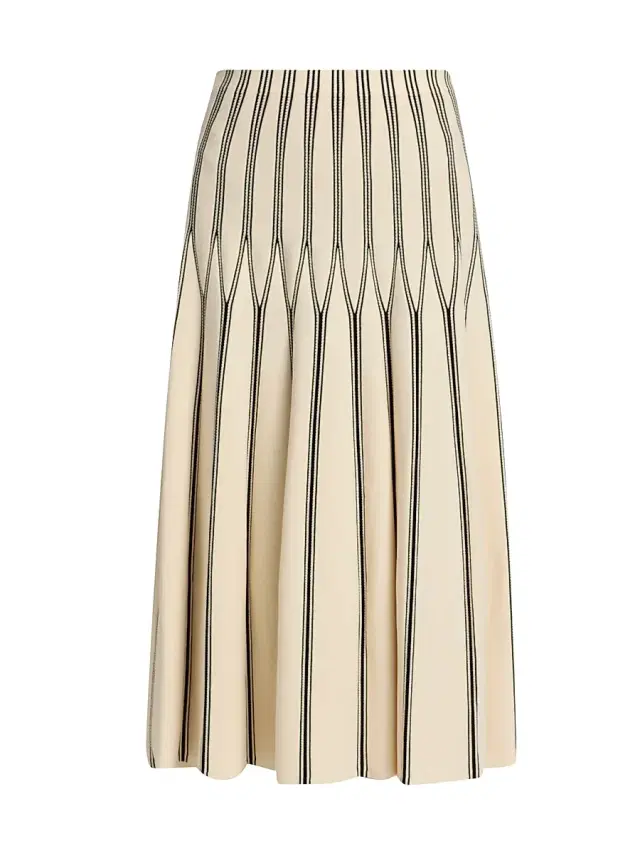 Zimmermann Women's Striped Knit Midi-Skirt - Cream Stripe
