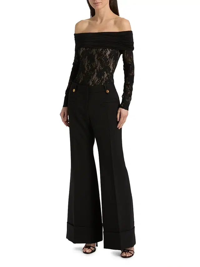 Zimmermann Women's Story Off-The-Shoulder Floral Lace Bodysuit - Black