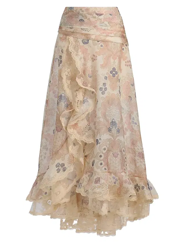 Zimmermann Women's Rebellion Lace Maxi Skirt - Cream Floral