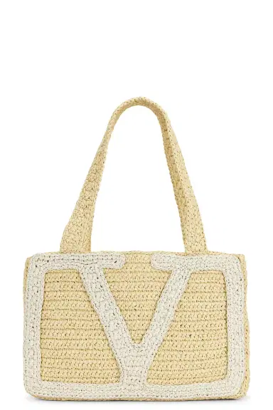 Valentino Garavani Crochet Raffia Viva Superstar Medium Tote Bag | Thumbnail 1 Valentino Garavani Crochet Raffia Viva Superstar Medium Tote Bag | Thumbnail 1