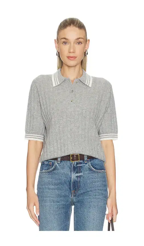 Soft Goat Striped Pique Top