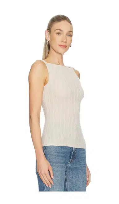 Soft Goat Cable Knit Singlet Top | Thumbnail 2