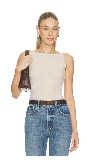 Soft Goat Cable Knit Singlet Top | Thumbnail 1