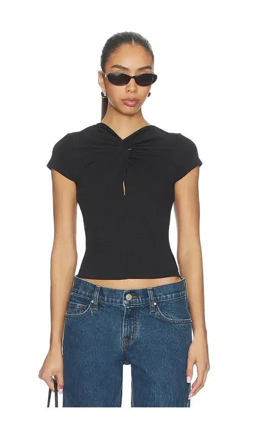 GRLFRND Keyhole Twist Short Sleeve Tee