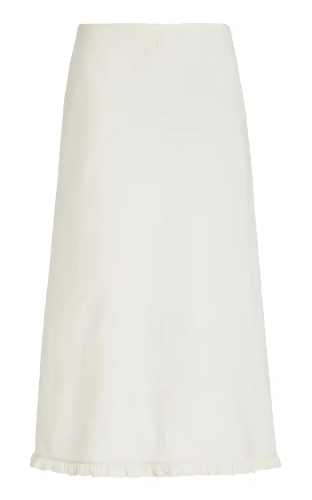 Miu Miu Ruffle-Trimmed Cotton-Linen Maxi Skirt