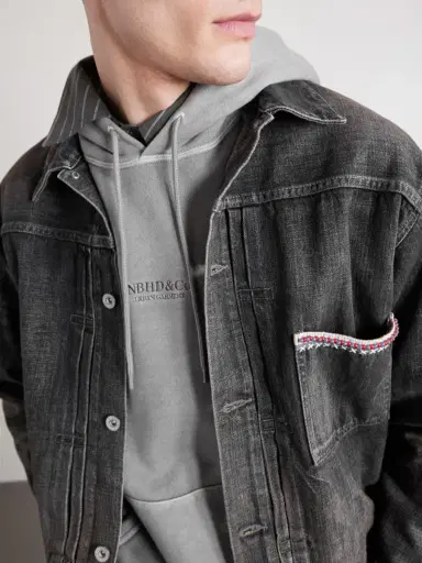 Neighborhood Logo-Embroidered Pigment-Dyed Cotton-Jersey Hoodie - Men | Thumbnail 5 Neighborhood Logo-Embroidered Pigment-Dyed Cotton-Jersey Hoodie - Men | Thumbnail 5