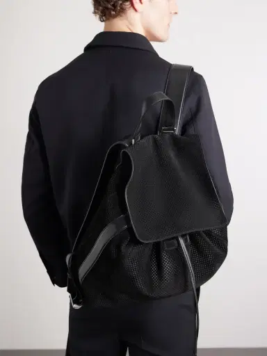 Tom Ford T Line Leather-Trimmed Perforated Suede Backpack - Men | Thumbnail 2 Tom Ford T Line Leather-Trimmed Perforated Suede Backpack - Men | Thumbnail 2