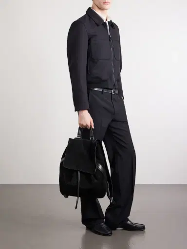 Tom Ford T Line Leather-Trimmed Perforated Suede Backpack - Men | Thumbnail 3 Tom Ford T Line Leather-Trimmed Perforated Suede Backpack - Men | Thumbnail 3