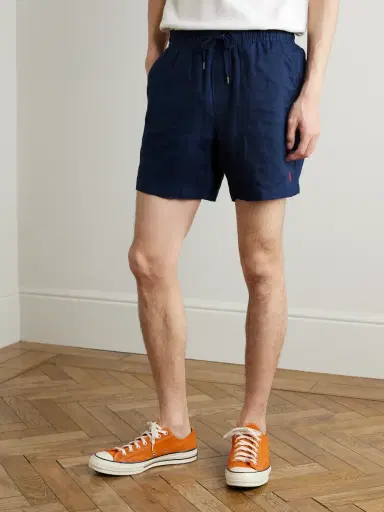 Polo Ralph Lauren Prepster Straight-Leg Logo-Embroidered Linen Drawstring Shorts - Men | Thumbnail 3