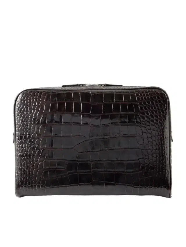 Croc-Effect Leather Pouch - Men