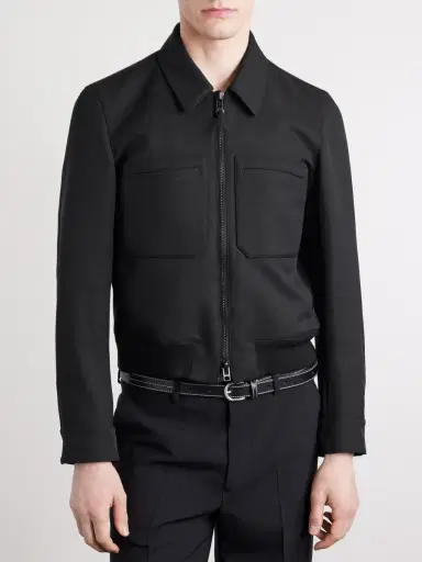 Tom Ford Leather-Trimmed Wool and Silk-Blend Jacket - Men | Thumbnail 3 Tom Ford Leather-Trimmed Wool and Silk-Blend Jacket - Men | Thumbnail 3