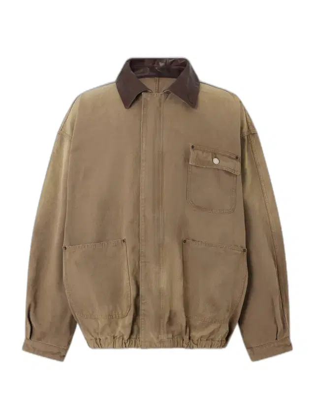 Leather-Trimmed Garment-Dyed Cotton-Canvas Jacket - Men