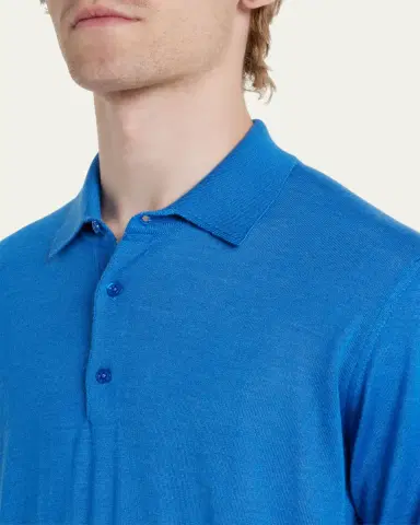 Charvet Men's Solid Long-Sleeve Polo Shirt | Thumbnail 5