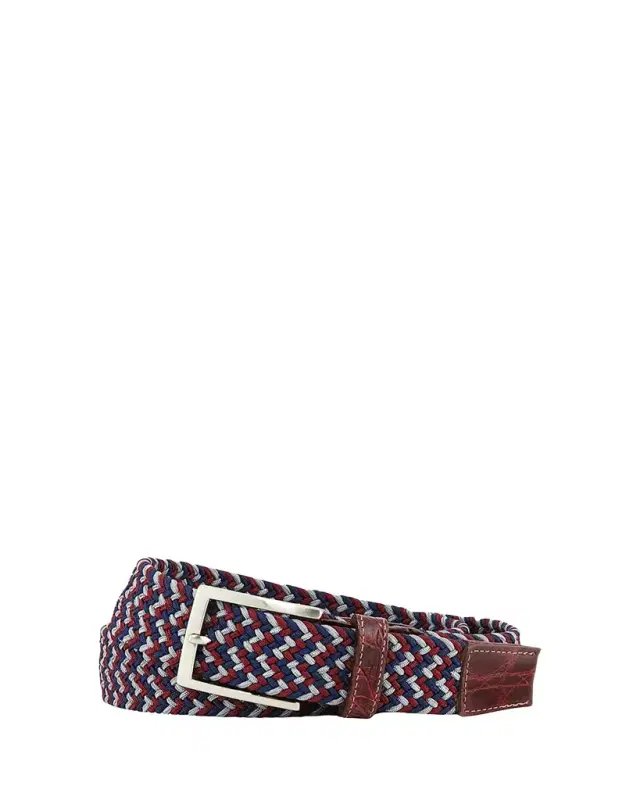 Men's Sport Stretch Belt with Crocodile-Trim, Wine