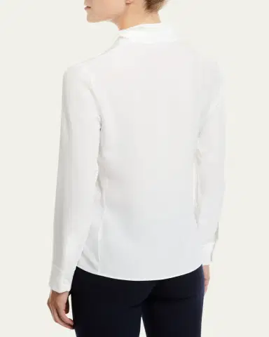 Akris Split-Neck Silk Button-Front Blouse | Thumbnail 8