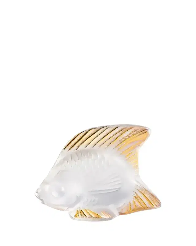 Lalique Clear Gold Stamped Fish Figurine