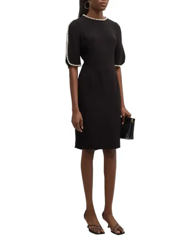 Pearl Trimmed Sheath Dress