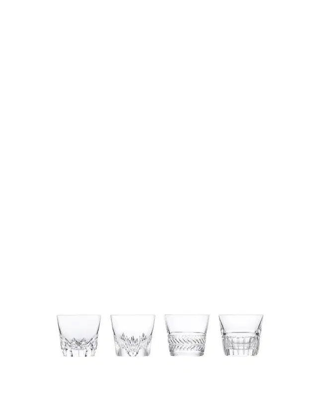 Saint Louis Crystal Versailles King Louis Double Old Fashioned Glasses, Set of 4