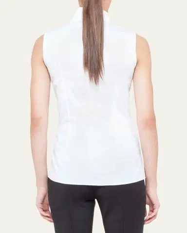 Akris Notched Stand-Collar Sleeveless Button-Front Blouse | Thumbnail 3 Akris Notched Stand-Collar Sleeveless Button-Front Blouse | Thumbnail 3