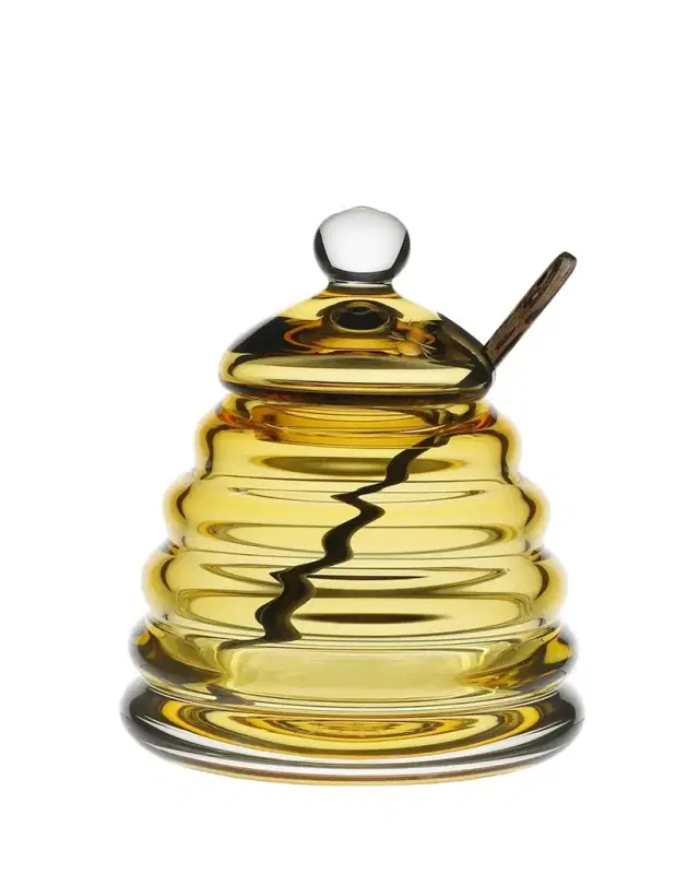 William Yeoward Crystal Honeycomb Honey Jar & Spoon