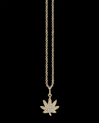 Sydney Evan 14k Diamond Pot Leaf Charm Necklace | Thumbnail 2