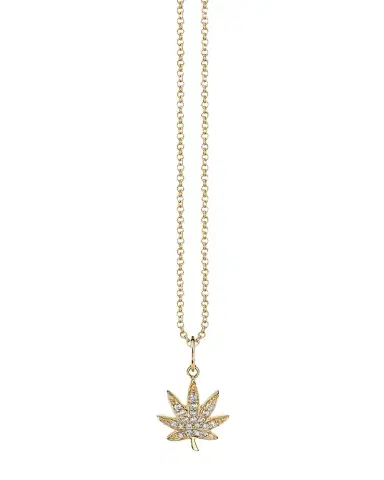 Sydney Evan 14k Diamond Pot Leaf Charm Necklace | Thumbnail 1
