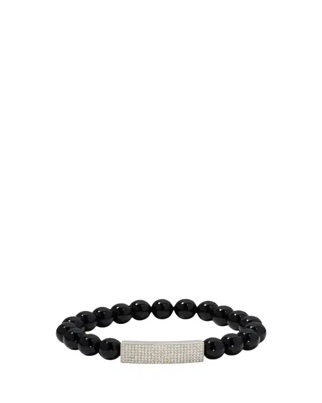 Sydney Evan 8mm Black Onyx and Diamond Bar Bracelet