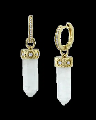 Sydney Evan 14k Yellow Gold Moonstone Crystal Earring, Single | Thumbnail 2