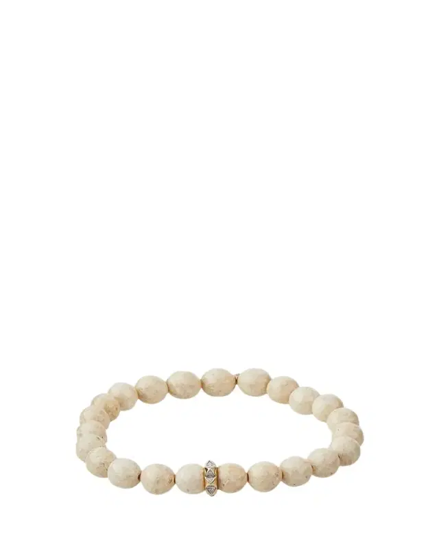 8mm Cream Jasper Spike Spacer Stretch Bracelet
