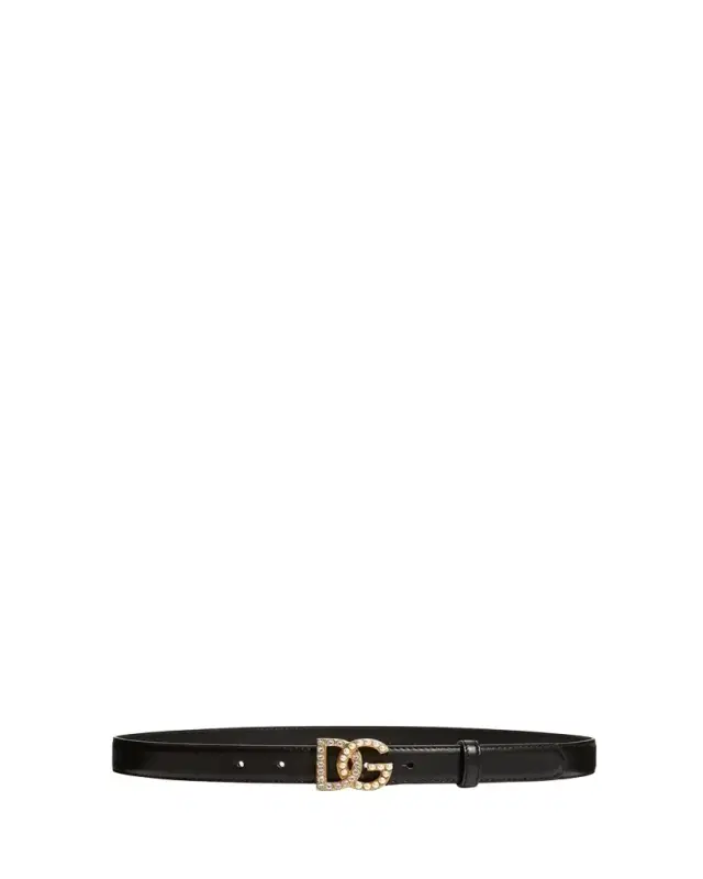 Dolce & Gabbana DG Swarovski Crystal & Pearl Leather Belt