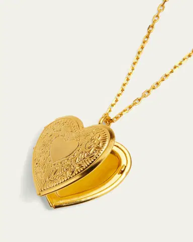ben-amun 24k Gold Electroplate Chain Necklace with Heart Locket Pendant | Thumbnail 3