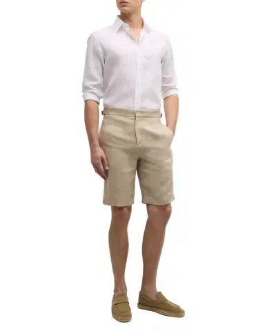 Brioni Men 's Solid Linen Sport Shirt | Thumbnail 1