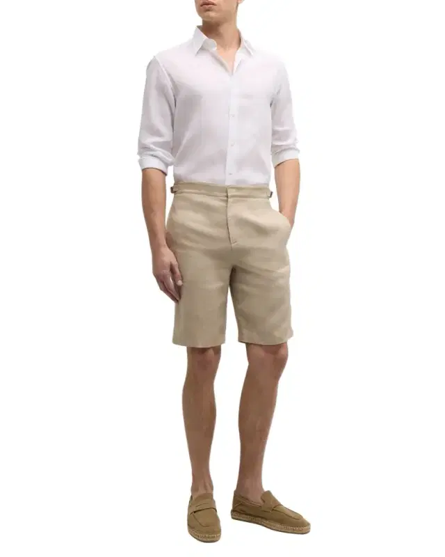 Men 's Solid Linen Sport Shirt