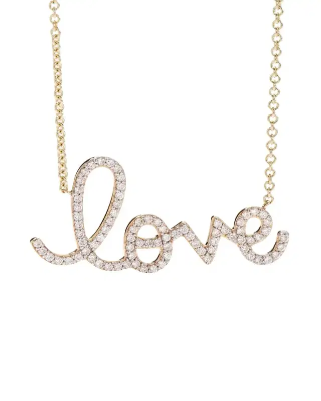 Sydney Evan 14k Diamond Love Script Necklace, Multi Gold