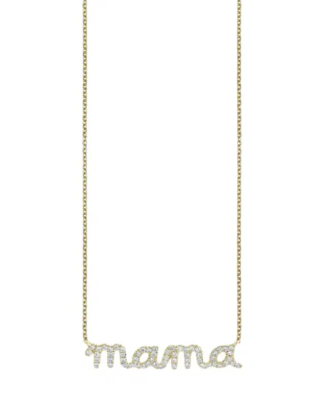 14k Diamond Mama Script Necklace