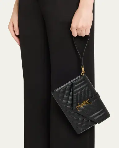 Saint Laurent Envelope Flap YSL Clutch Bag in Grained Leather | Thumbnail 2 Saint Laurent Envelope Flap YSL Clutch Bag in Grained Leather | Thumbnail 2