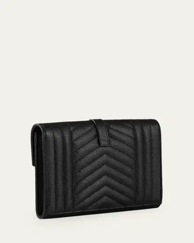 Saint Laurent Envelope Flap YSL Clutch Bag in Grained Leather | Thumbnail 3 Saint Laurent Envelope Flap YSL Clutch Bag in Grained Leather | Thumbnail 3
