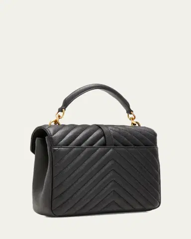Saint Laurent College Medium Flap YSL Shoulder Bag in Quilted Leather | Thumbnail 3 Saint Laurent College Medium Flap YSL Shoulder Bag in Quilted Leather | Thumbnail 3