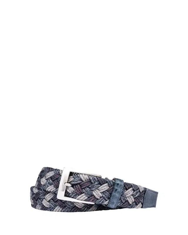Men's Woven Linen Belt w/ Croc Tabs