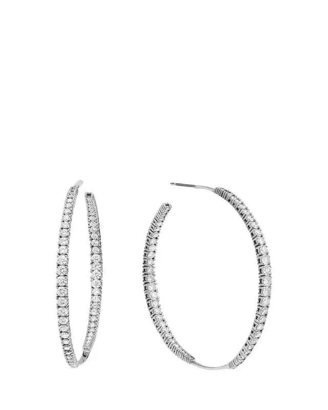 14K Gold Graduating Diamond Inside-Out Hoop Earrings