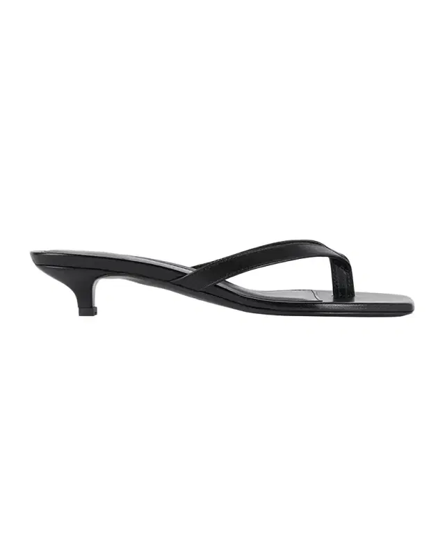 Thong Leather Kitten-Heel Mules